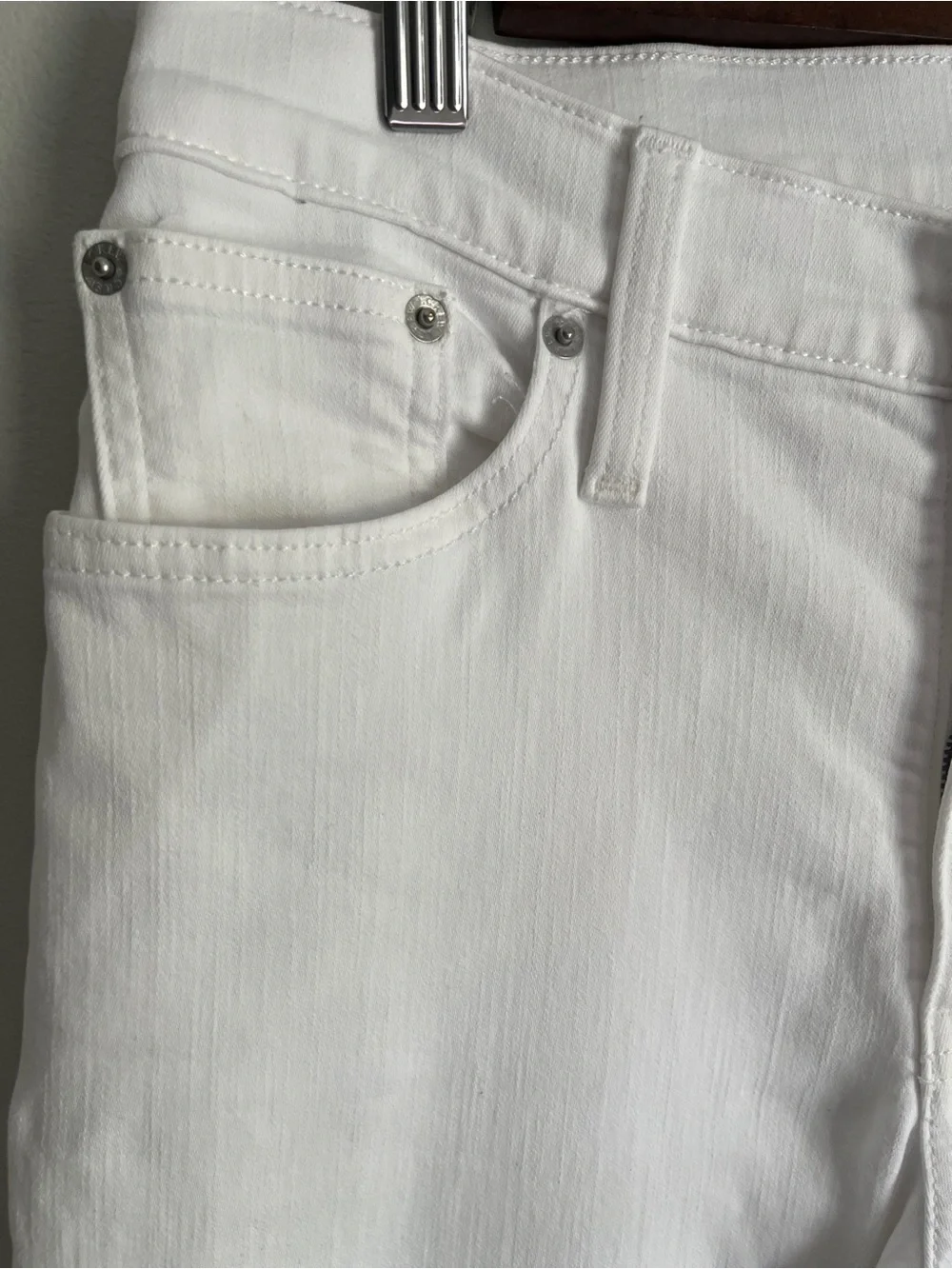 J. Crew Mid Rise Flare Crop Women’s White Raw Hem Stretch Denim Jeans Size 29